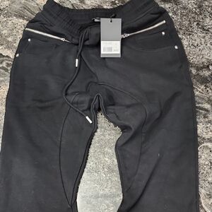 The Kooples Black Jogger Pants with Brsnded Zipper Pockets Skull Details